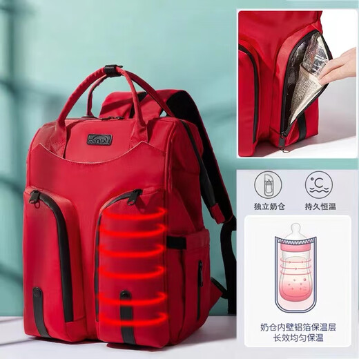 煦凛德国妈咪包双肩包婴儿外出多功能母婴大容量手提干湿分离遛娃包 紫灰色-大容量可手提