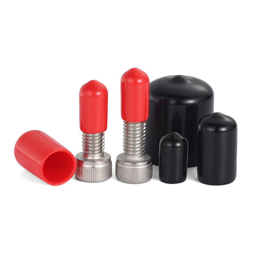 JINGGONG PVC cap round pipe sleeve black/red rubber thread protection plug soft-impregnated plastic insulation dust-proof seal inner diameter 10.0mm red (50 pcs)