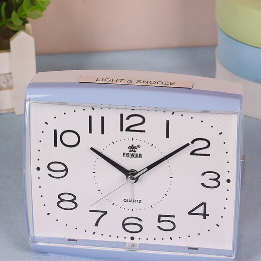 Estudiante de estilo nuevo Bawang con despertador súper tranquilo con luces nocturnas para niños Batería de artefacto simple de despertar batería a mano azul 3291