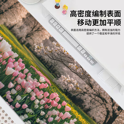 
Three-color cat fresh spring flower mouse mat for girls with super large workstation computer mat wrist guard green protection 14053 roses under the sunset 60 cm x 30 cm x 3 mm