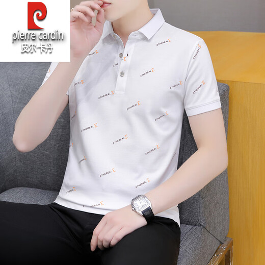 皮尔卡丹夏季男士短袖翻领polo.衫高端潮流有领子半袖青年T恤休闲百搭体恤 黑色 QY679 M 100-120斤