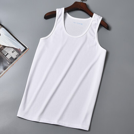 Jihua 3501 White Vest Made Formal White Vest Men's Summer Physical Sleeveless Physical Training Vest Clothes Sweatshirt Quick Dry White Vest 180-185/100