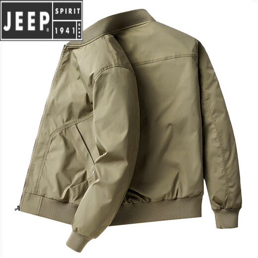 JEEP SPIRITJEEP春秋款男夹克美式休闲工装军旅式外套飞行棒球领中年男装户外 军绿色(加棉款) JEEP9226A M
