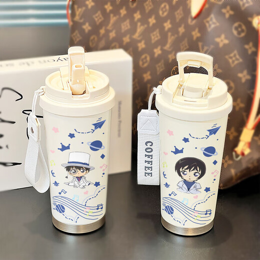 Conan Water Cup Thermos Straw Coffee Copa Simple INS Altantador de alto valor Portable 316 Acero inoxidable LB BXAB15780 Anime Girl/ No Pattern 520ml con Lanyard/