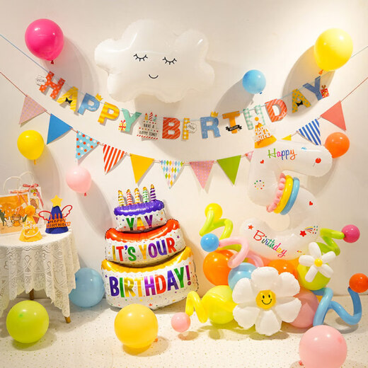 
Children's birthday balloon set birthday decoration balloon baby's one-year-old party scene props boys and girls birthday set KT cat XT9928[A1-4-1]