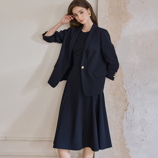 ROEYSHOUSE Luo Yi Senior Professional Suit Jacket Spring Fashion Navy Blue Commuting Slim Suit 11694 Navy Blue S