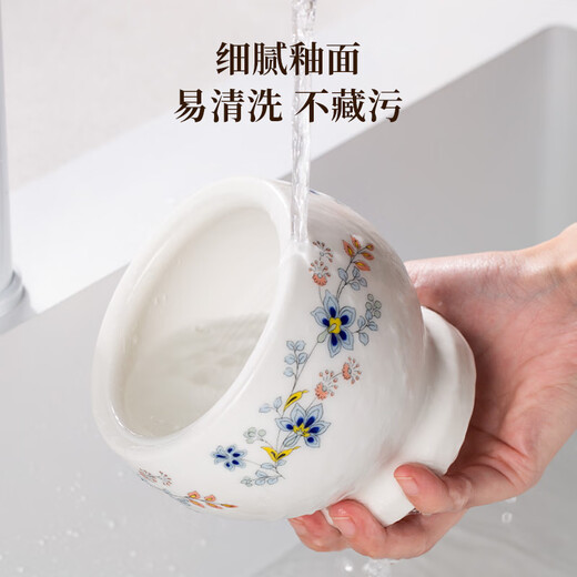 LNGA LANDGRE Jingdezhen high-quality garlic mortar household ceramic garlic mash artifact manual mash medicine jar beating bowl jar stone mortar old ceramic garlic masher-650ml