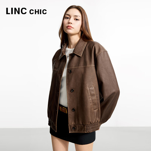La nueva chaqueta corta de cuero de proteína Pilot's Pilot de Jin Yujie para la chaqueta suelta de la solapa corta de la mujer S251JK033Y