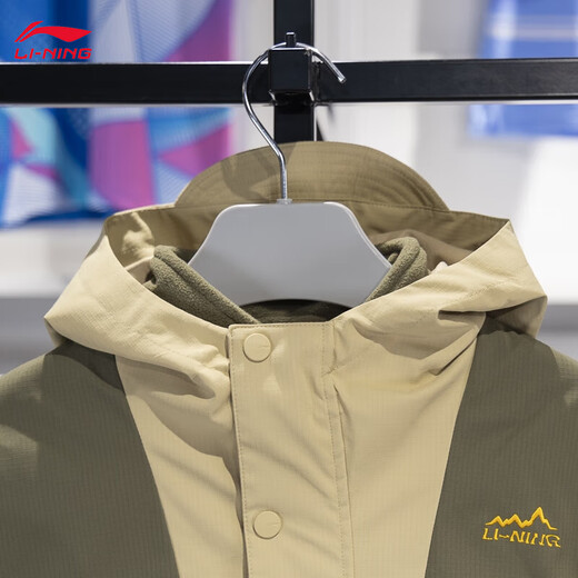 Li Ning children's jacket, new style, velvet, warm and versatile, loose outdoor three-in-one windbreaker jacket for men, outerwear, milk khaki/dark olive green, one size fits all 140