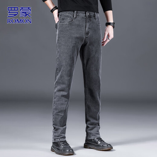 ROMON jeans men's autumn and winter business trousers men's casual trousers straight stretch trousers men's trousers