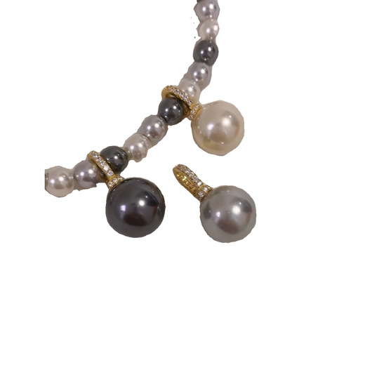 DL 1998 Fat Donglai same style pearl pendant single Shijia round strong light Australian white silver buckle light silver buckle/cold light Australian white 12mm