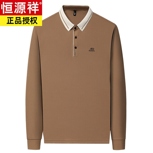 恒源祥中年男士长袖t恤春秋季新款休闲宽松翻领打底POLO.衫爸爸装上衣 16823浅绿 M 165【建议95-120斤】