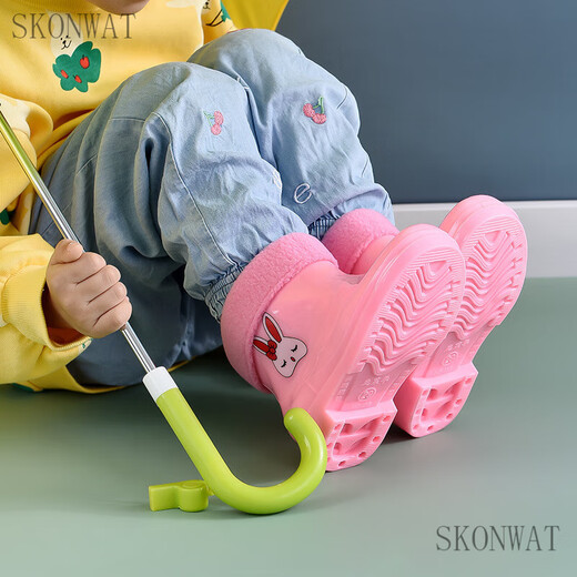SKONWAT儿童雨鞋男女款20年新款防滑加绒上学男女童幼儿园雨靴宝宝水鞋 蓝色中筒不加绒恐龙【按内长下单 适合脚长18厘米的脚【31码】