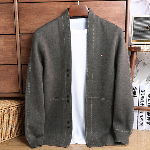Tommy Hee Kelly Tommy Light Luxury Men's Cardigan 2025 Spring and Autumn New Jacket Men's Men's Brand Outer Sweater Outer Knit Sweater Shangqing M 165 recomendado 100-120Jin [Jin iguala 0.5 kg]