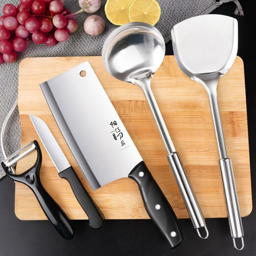 Oppei kitchen knife set household sharp vegetable cutting knife kitchen meat cleaver dormitory chopping board kitchen utensils two-in-one combination kitchen knife spatula three-piece set