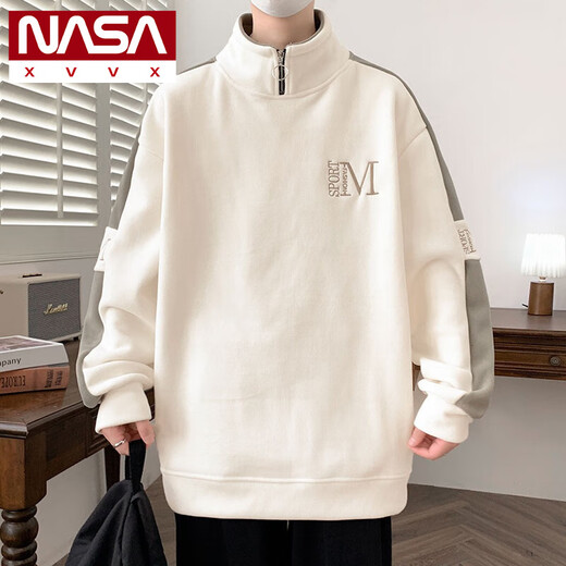 NASA XVVX半拉链立领卫衣男秋冬季加绒加厚打底衫奥粒绒外套男士秋装上衣服 9793黑色 加绒 3XL 约170~195斤可穿