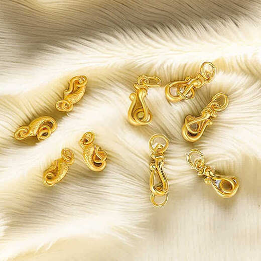 Time Bird 18k Gold Bracelet Button Head Button Connector Accessories Pearl Necklace Buckle Clip Imitation 18k Gold DIY Gold Pendant Buckle Phoenix Buckle (6.5*16mm*Ring 6mm)