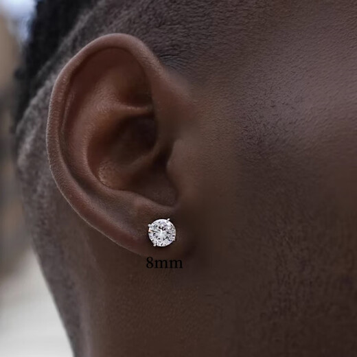 Guanpuge Fat Donglai same style men's platinum earrings, silver moissanite super flash men's platinum gold earrings with diamonds, four prongs, no need to pick off 1/pair 6.5mm (one carat) one item one