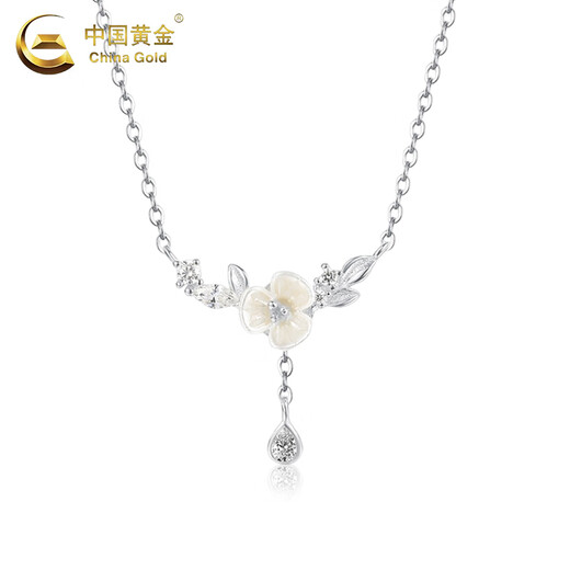 Chinese gold pure silver gardenia necklace for girls new versatile high-end Valentine's Day birthday gift for girlfriend and wife Gardenia necklace-s999 brand gift box