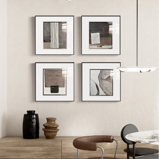 Minimalist living room decorative painting abstract modern simple sofa background wall hanging painting sense black white gray art mural zsh16835-space art outer frame 80x80cm Givenchy aluminum alloy frame + high