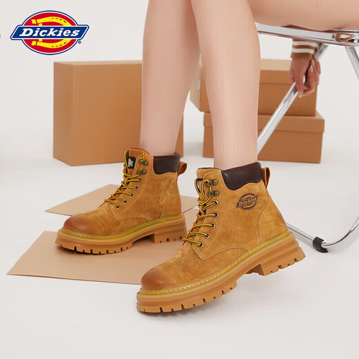 
Dickies women's Martin boots high top fashion couple boots versatile work boots for women yellow women's style-36