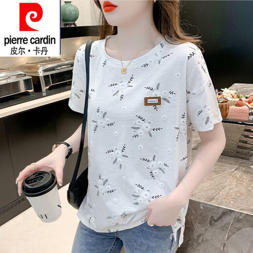 皮尔卡丹（pierre cardin）纯棉短袖T恤女夏季24新款内搭白色打底衫韩版宽松百搭垂感上衣 1397白色+1396白色 S (80-95)