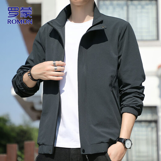 Romonjacke Herren Casual Business Jacket Herren Frühling vielseitiger Herren Top dunkelgrau 3xl