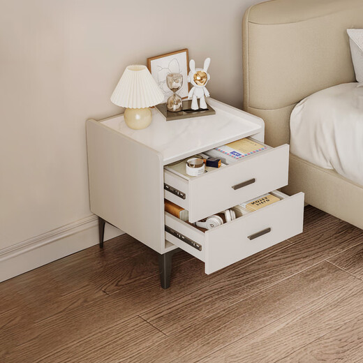 Sophia Slate Bedside Table Bedroom Small Storage Cabinet Bedside Cabinet Storage Cabinet All-in-one Modern Simple Home Furnishings Milk White Minimalist Bedside Table