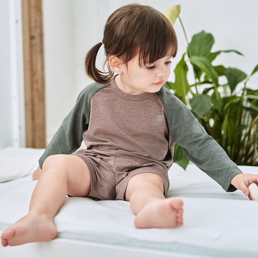 Diseños de nidos para bebés ropa casera para niños de primavera y otoño de primavera y otoño pajama de ragamas y niñas camisetas bayas de algodón de bambú de bambú (camiseta de manga larga delgada) 90 (altura recomendada 80-92cm)