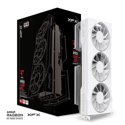 Xunjing (XFX) AMD Radeon RX 9070 XT Snow Wolf 16GB White New E-Sports Design Game Game Learning Desktop Computer Card Independent Graphics Tarjeta
