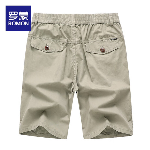 罗蒙（ROMON）男士成棉休闲短裤男夏季薄款运动五分裤爸爸大码透气裤衩夏裤 Q9871军绿 XL 适合100-125斤