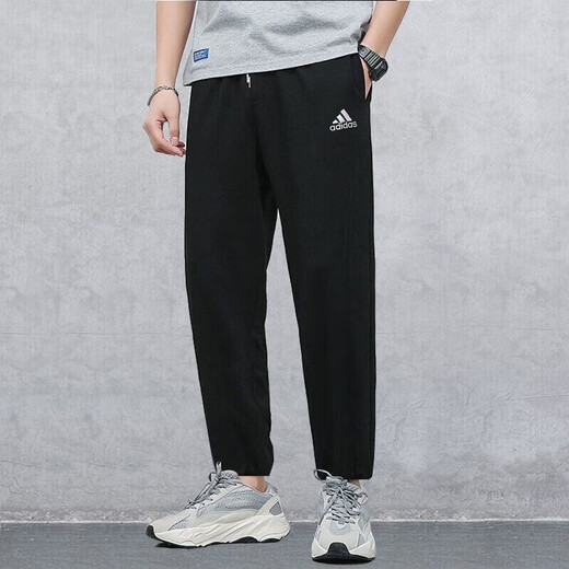 阿迪达斯（adidas）官方男裤 2025秋季新款运动裤透气卫裤宽松休闲长裤直筒裤子 GK9273/黑色-宽松直筒 M