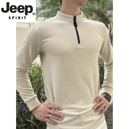 JEEP SPIRIT Men's German Velvet Bottoming Shirt Slim Fit Half-Zip Mid-High Collar T-Shirt Long Sleeve Black Inner Sports Sweatshirt New Product Black M (Suitable) 100-115Jin Jin is equal to 0.5 kg