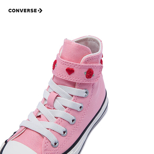 Converse Children's Shoes Pink Rose Canvas Shoes 2025 Spring New Girls Mid-High Top Children's Casual Shoes