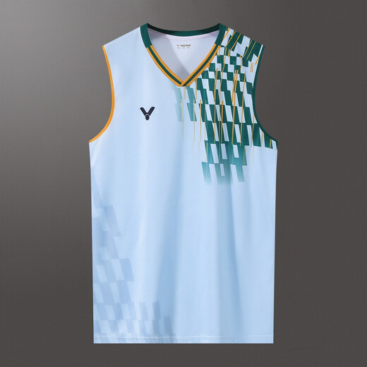 
She and other 25 new Victory Badminton Clothes Men and Women's Competition Suit Sports Set Quick-Drying Breathable Short-Sleeve Top 846 Light Blue Sleeveless (Men) XL