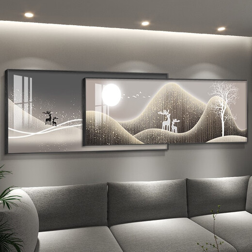 
Modern light luxury atmospheric sofa background wall decoration painting living room folding mural simple abstract bedroom hanging painting TXMG12212 50*120 large + 40*120 small superposition total length 1.8