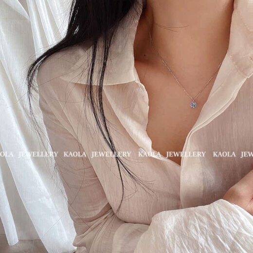 Youshu 18K rose gold six-claw solitaire diamond necklace for women, classic 1 carat sterling silver gold-plated 50-point clavicle chain, simple and trendy six-claw solitaire diamond necklace / 50 points silver