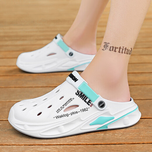 Baotou Hole-Schuhe Männer tragen Nicht-Schlupf-Sportarten und schlanker im Sommer mit zwei Purpose-Halbschnitzern für Männer, die Strand Sandalen JF759 BAIGAN 40 -41 fahren
