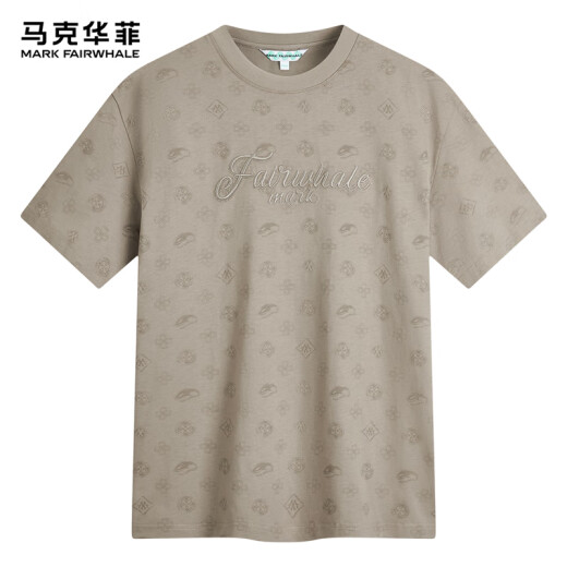 马克华菲【7A抑菌+防螨凉感】短袖T恤男25春夏清爽透气刺绣圆领时尚满印t 701卡其 XL