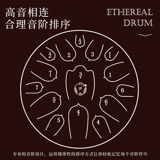 Assas ethereal drum 15-tone small 13-inch steel tongue drum gift for adults and children, lotus style - spotted green