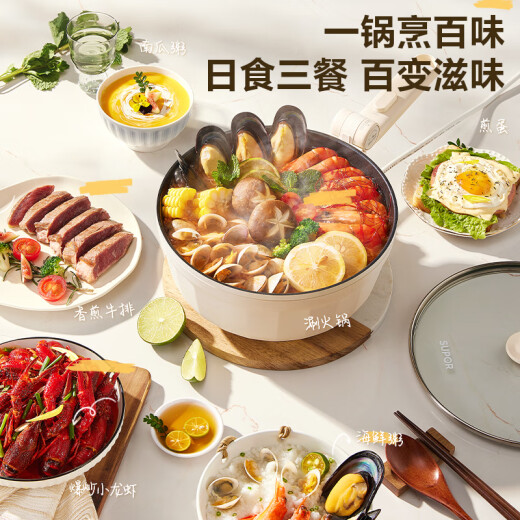 苏泊尔（SUPOR）电炒锅 电煮锅 家用多功能锅煎炒一体不粘锅宿舍炒菜专用锅2.7L可折叠 CJ25A830【国家补贴】