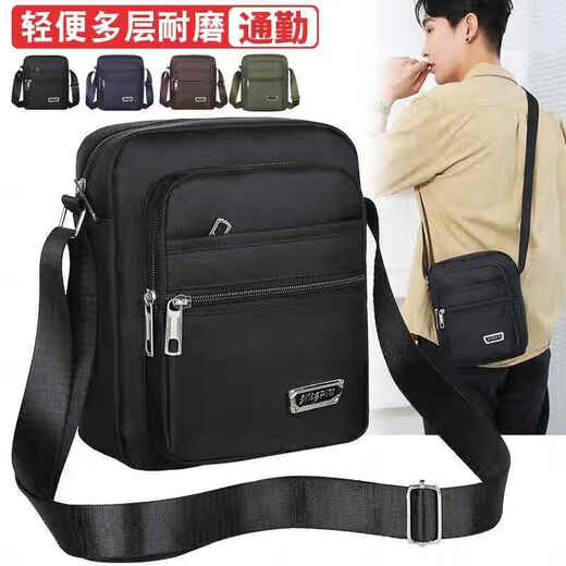 Nanbowan Herrenbag Oxford Stoff Umhängetasche Herren -Crossbody -Tasche Freizeit Canvas Bag Herrenbag Rucksack kleiner Tasche Business Aktentasche Y3519 Schwarzer Four Reißverschluss Stil