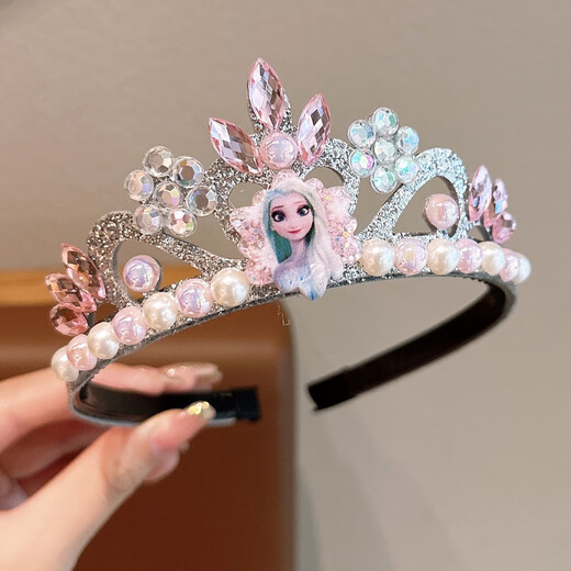 ENRMIIV Crown Children's Headband Frozen Headband Elsa Princess Crown Hairpin Girls Kurome Melody Hairband 1# Blue Princess Elsa Crystal Crown Hairband