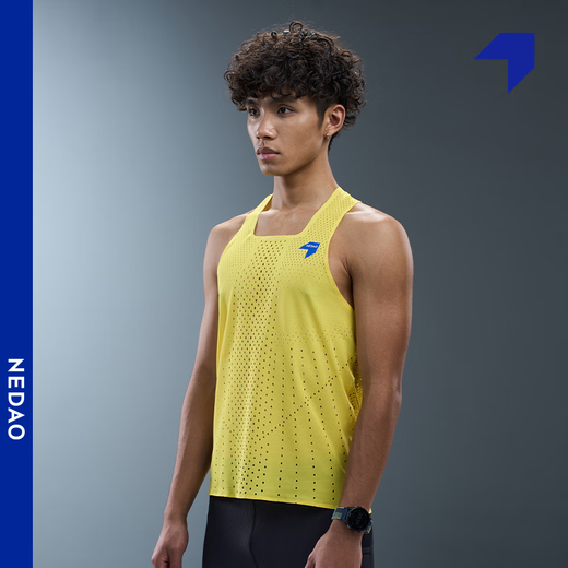 NEDAO lightweight sports wind tunnel vest men's breathable sweat-sweating quick-drying running training marathon top new style mountain brown S