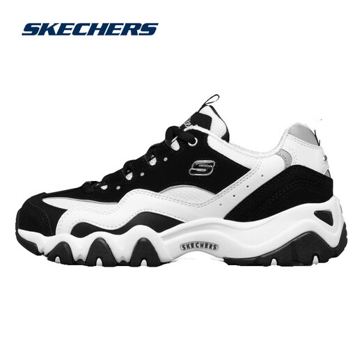 Skechers 2025 Легкая толстая подошва Черно-белая ева женская ретро-ретро-ретро-папа папа обувь 12593 Аутентичные черные/белые/12493-BKW 35