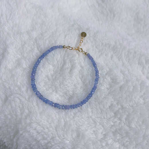 Puli natural ice-through tanzanite 18k gold imported 14K gold-filled bracelet original design niche temperament versatile gold-filled model 2.5mm thin 15+3cm suitable for 14