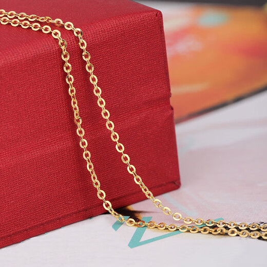 Kechu Jewelry 18K gold fashion new O-shaped cross necklace men's and women's clavicle chain brand plain gold 45cm3.72g1.7mm