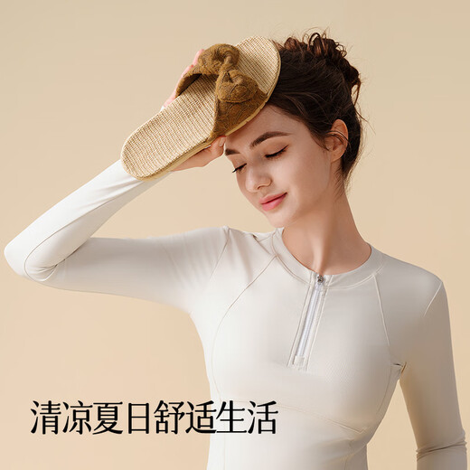 Slippers en lin rouge Yuangang Summer 2025 Nouveaux ménages intérieurs Anti-slip Anti-odor Sole Sole Absorbant du tissu à la maison Coral Rouge 37-38 [Code standard]