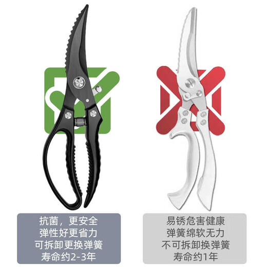 Zheng Xiaochu Ciseaux de cuisine allemands Zhang Xiao Ciseaux de barbecue à carapace molle en acier inoxydable pour tuer les poissons Ciseaux à os de poulet, de canard et d'oie Ciseaux à os Mise à niveau ordinaire Épaissie Printemps Argent Ciseaux à os de poulet puissants