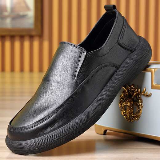 Región occidental Camel Camel Zapatos de cuero casual de cuero suave para hombres String y otoño de pie ancho Toe Toe Toe Withide Cow Whide One-Pickle Soft Foot Mase's Casual Coathip Black 15052 Cuero genuino Four Seasons Zapatos 37